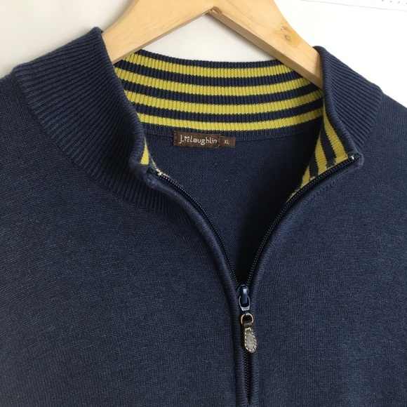 J. McLaughlin Men’s Quarter Zip Pullover Sweater Blue Size XL Preppy - Picture 7 of 12
